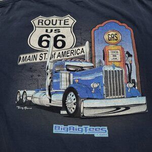 Route 66 - Big Rig Tee's Mens XL Blue Shirt Sleeve Pullover Trucker Casual